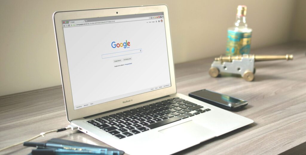 Using Google Search on a Laptop for Digital Marketing Work